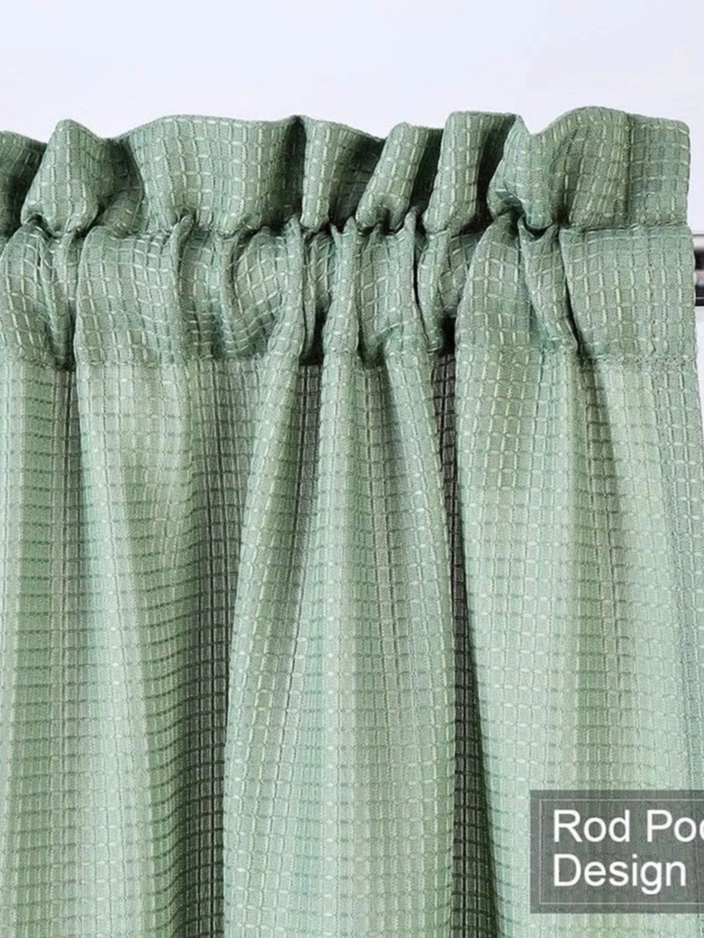 4 panels of 35x52 Sage Green Waffle Texture Curtains - cute for nursery, kids ro